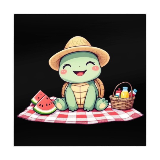 Whimsical Picnic Turtle Illustration Mahjong Mats