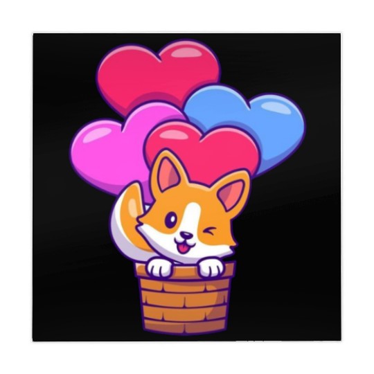Whimsical Corgi with Heart Balloons Mahjong Mats