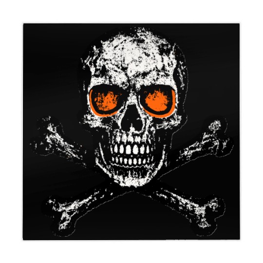 Grunge Skull Crossbones Orange Eyes Mahjong Mats