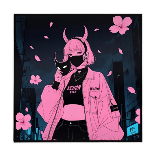 Neon Sakura Night Streetwear Design Mahjong Mats