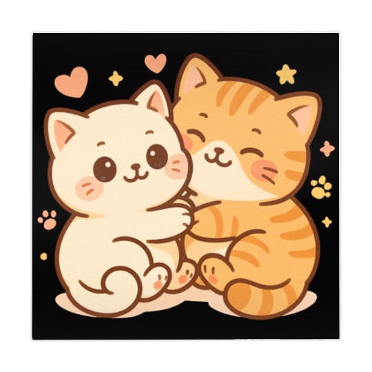 Cute Kittens Embracing Heartwarming Design Mahjong Mats