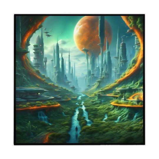 Futuristic Urban Landscape with Alien Sky Mahjong Mats
