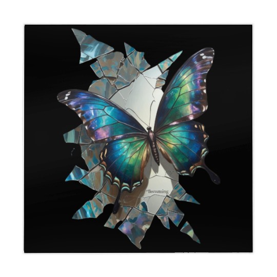 Vivid Butterflies Breaking Through Glass Mahjong Mats