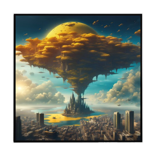 Sci-Fi Alien City: Floating Planet Twilight Scene Mahjong Mats