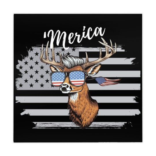 'Merica Deer with mullet American Flag Sunglasses Mahjong Mats