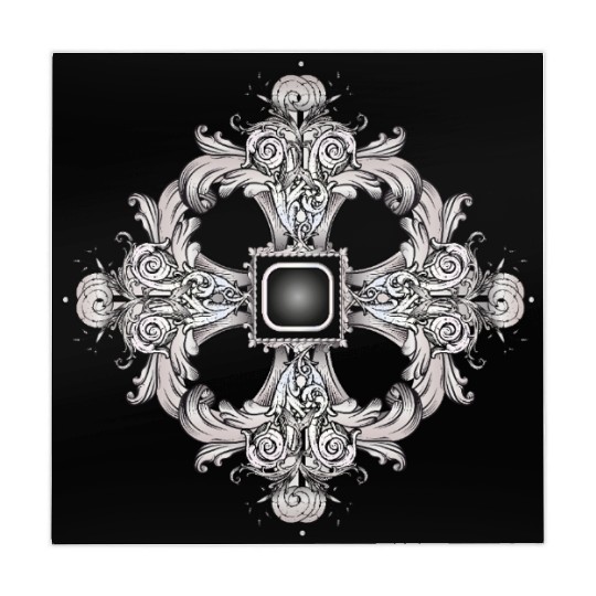 Arabesque Ornament with a Baroque Flair in Gray Mahjong Mats
