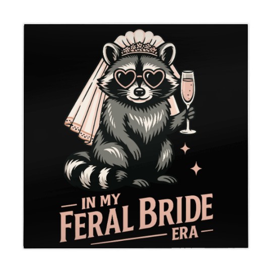 Feral Bride Era Funny Raccoon Bride with Champagne Mahjong Mats