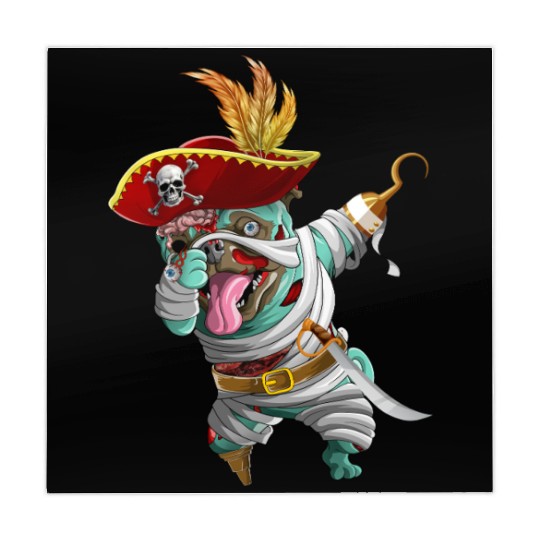 Dabbing Pirate Zombie Mummy Pug Cute Halloween Pug Mahjong Mats