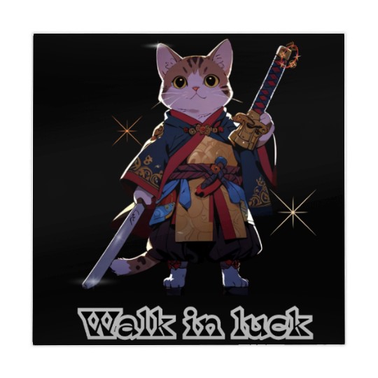 Samurai Cat Illustration for Apparel Mahjong Mats