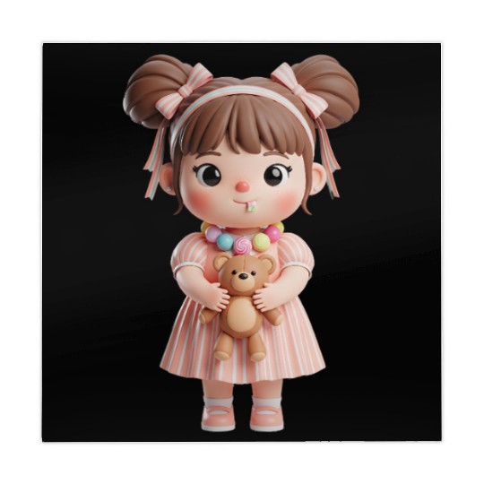 Sweet Candy Girl with Teddy Bear Mahjong Mats