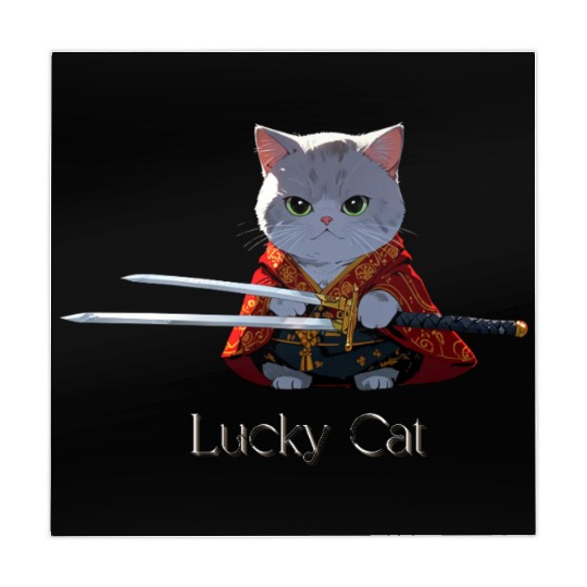 Mythic Warrior Cat with Swords Mahjong Mats