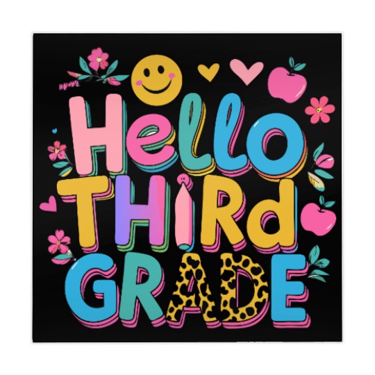 back-to-school-Colorful Hello Third Grade Design Mahjong Mats