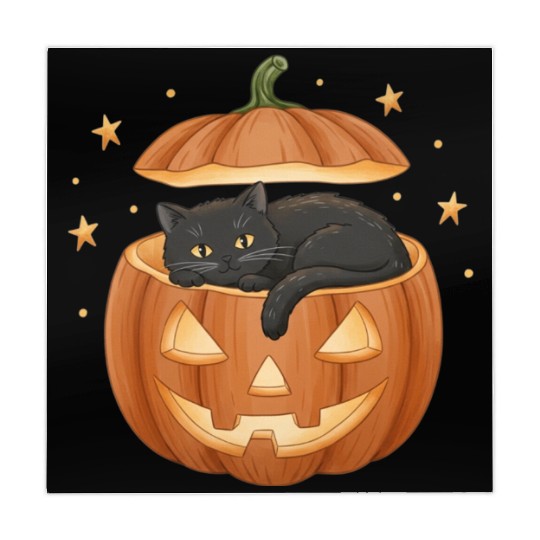 Black Cat in Jack-O-Lantern Pumpkin Mahjong Mats