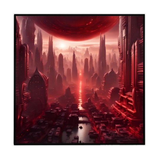 Red Megapolis City On Alien Planet Sci-Fi Topic Mahjong Mats