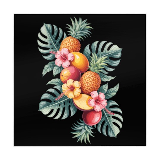 Tropical Fruit Paradise with Pineapples and Mahjong Mats