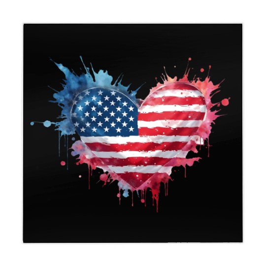 Patriotic Heart American Flag Art Mahjong Mats