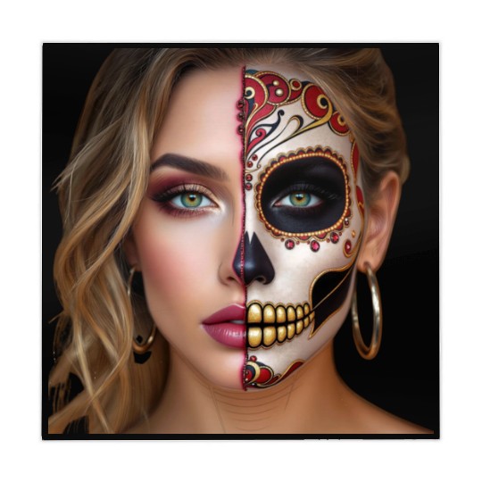 Intricate Sugar Skull Face Art Mahjong Mats