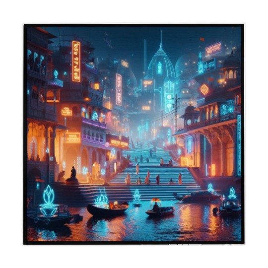 Neon Cityscape at Night Mahjong Mats
