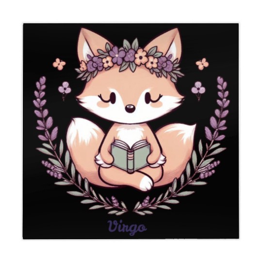 Cute Fox Virgo Reading with Floral Crown Mahjong Mats