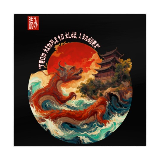 Japanese Dragon and Pagoda Sunset Art Mahjong Mats