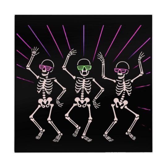 Neon Skeleton Dance Illustration Mahjong Mats