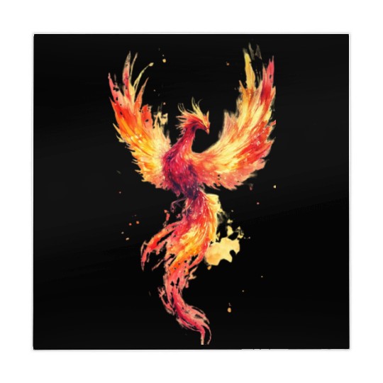 Fiery Phoenix Watercolor Illustration Mahjong Mats