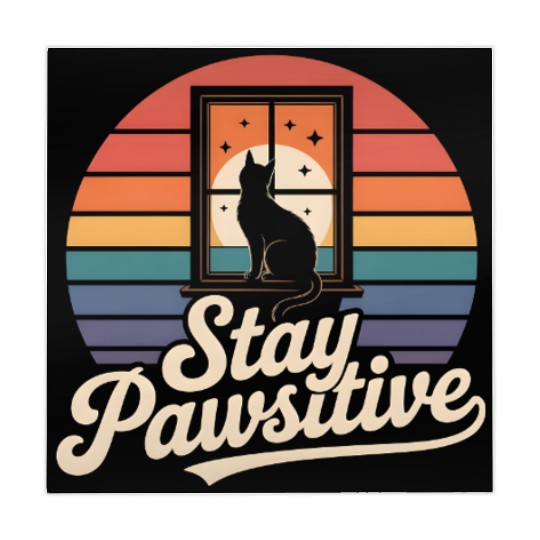 Stay Pawsitive Retro Cat Window Starry Night Mahjong Mats