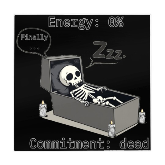 Sleepy Energy 0% – Funny Skeleton Coffin Meme Mahjong Mats