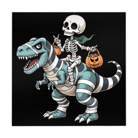 Skeleton Riding Mummy Dinosaur Funny Halloween Mahjong Mats