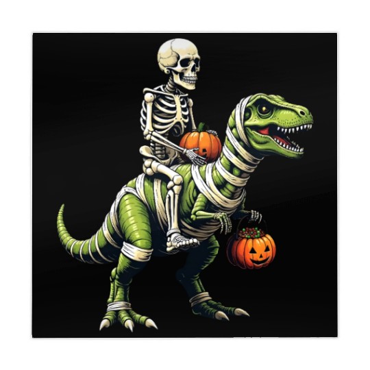 Skeleton Riding Mummy Dinosaur Funny Halloween Mahjong Mats