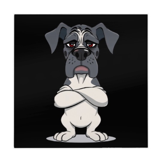 Grumpy great dane cartoon animal illustration Mahjong Mats