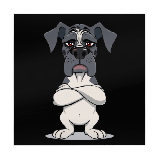 Grumpy great dane cartoon animal illustration Mahjong Mats
