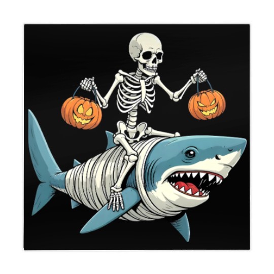 Skeleton Riding Mummy Dinosaur Funny Halloween Mahjong Mats