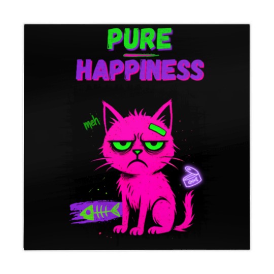 Neon Grumpy Cat – Pure Happiness Graphic Mahjong Mats