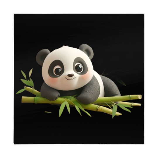 Charming Panda Cub with Bamboo Mahjong Mats