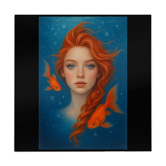 Underwater Redhead with Goldfish Mahjong Mats
