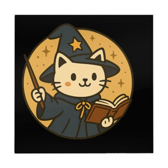 Whimsical Cat Wizard in Starry Night Mahjong Mats