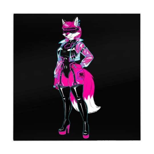 Cyberpunk Furry Fox Anthro Character Art Gift Mahjong Mats