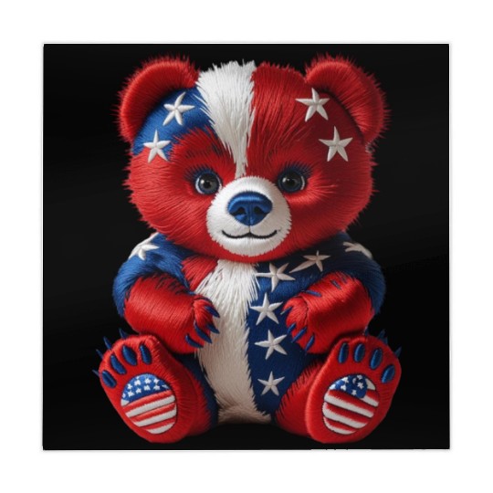 Patriotic Bear in Stars and Stripes Mahjong Mats