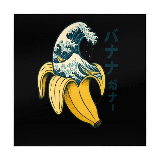 Wave and Banana Fusion Illustration Mahjong Mats