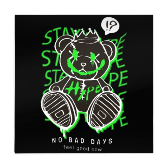 Neon Green Grunge Teddy Bear Design Mahjong Mats