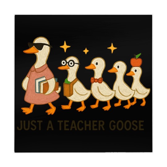 Whimsical Teacher Goose with Ducklings Mahjong Mats