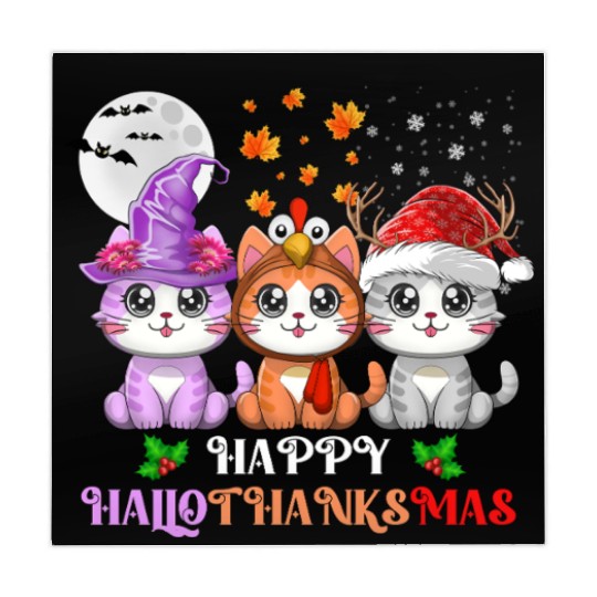 Happy HalloThanksMas Cute Cats Lover Mahjong Mats