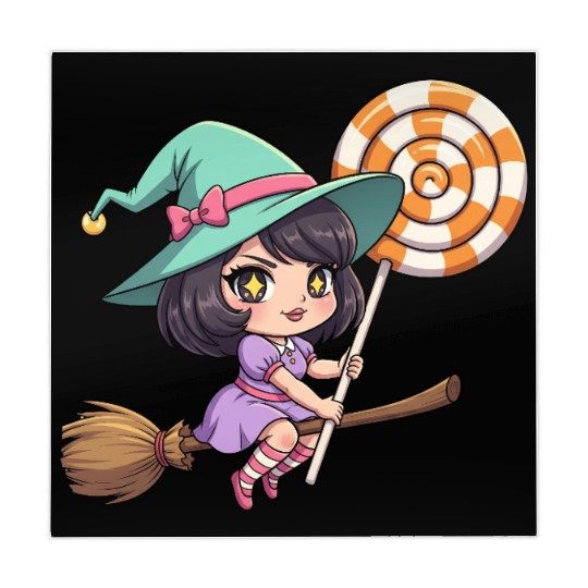 Whimsical Witch on Broomstick Mahjong Mats