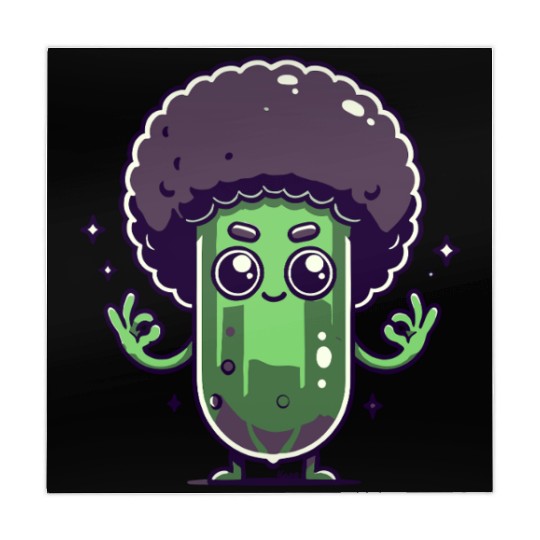 Whimsical Broccoli with Afro Hair Mahjong Mats