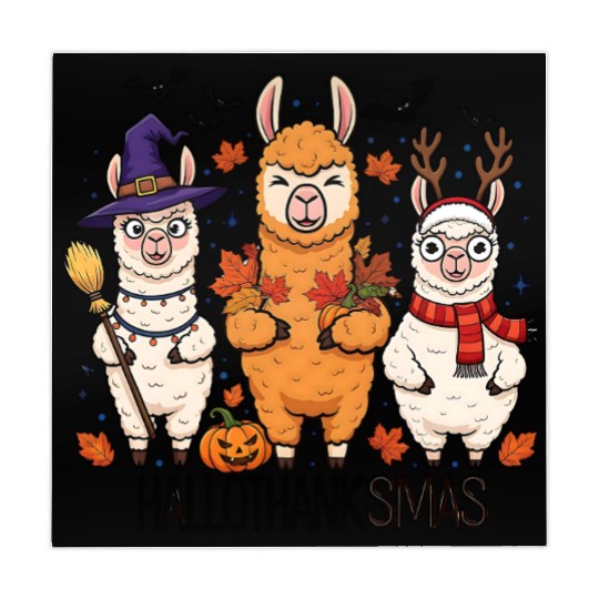 Hallothanksmas Llama Trio Halloween Xmas Mahjong Mats Gift