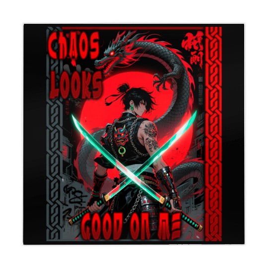 Cyberpunk Samurai with Dragon Mahjong Mats