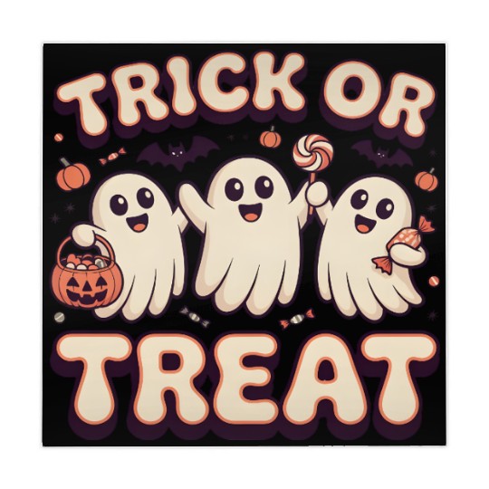 Trick or Treat Cute Retro Ghost Squad Mahjong Mats