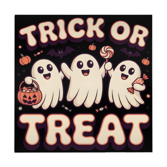 Trick or Treat Cute Retro Ghost Squad Mahjong Mats