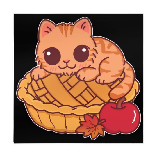 Kawaii Cat on Autumn Apple Pie Mahjong Mats